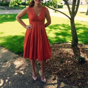 Retro style Aryeh Dress - Orange/coral